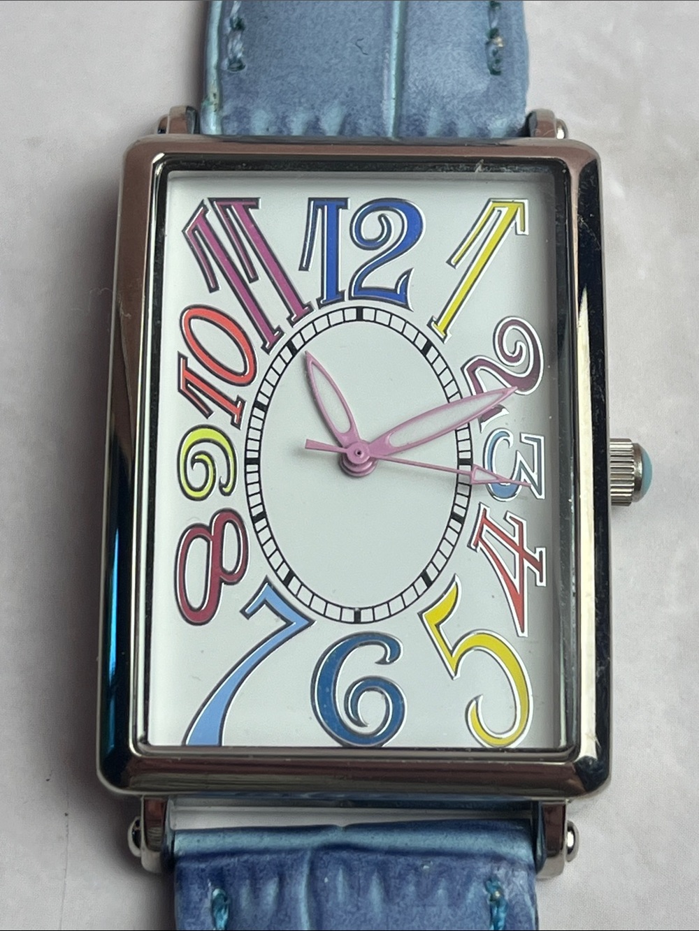 Avon F311151 New Battery Ladies Tank Watch 28MM 7.75" Crazy Numbers 2007